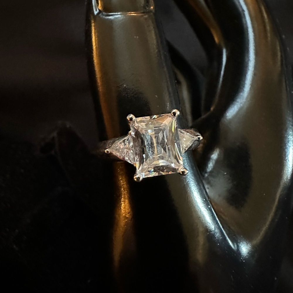 Diamonique Emerald Cut Engagement Ring Vintage